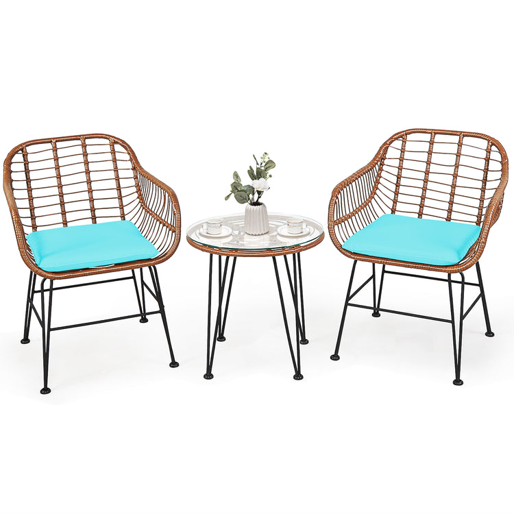 3 Piece Rattan Bistro Set