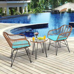 3 Piece Rattan Bistro Set