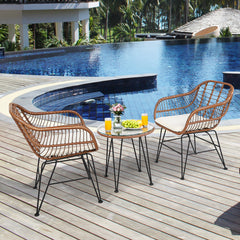 3 Piece Rattan Bistro Set