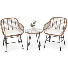 3 Piece Rattan Bistro Set