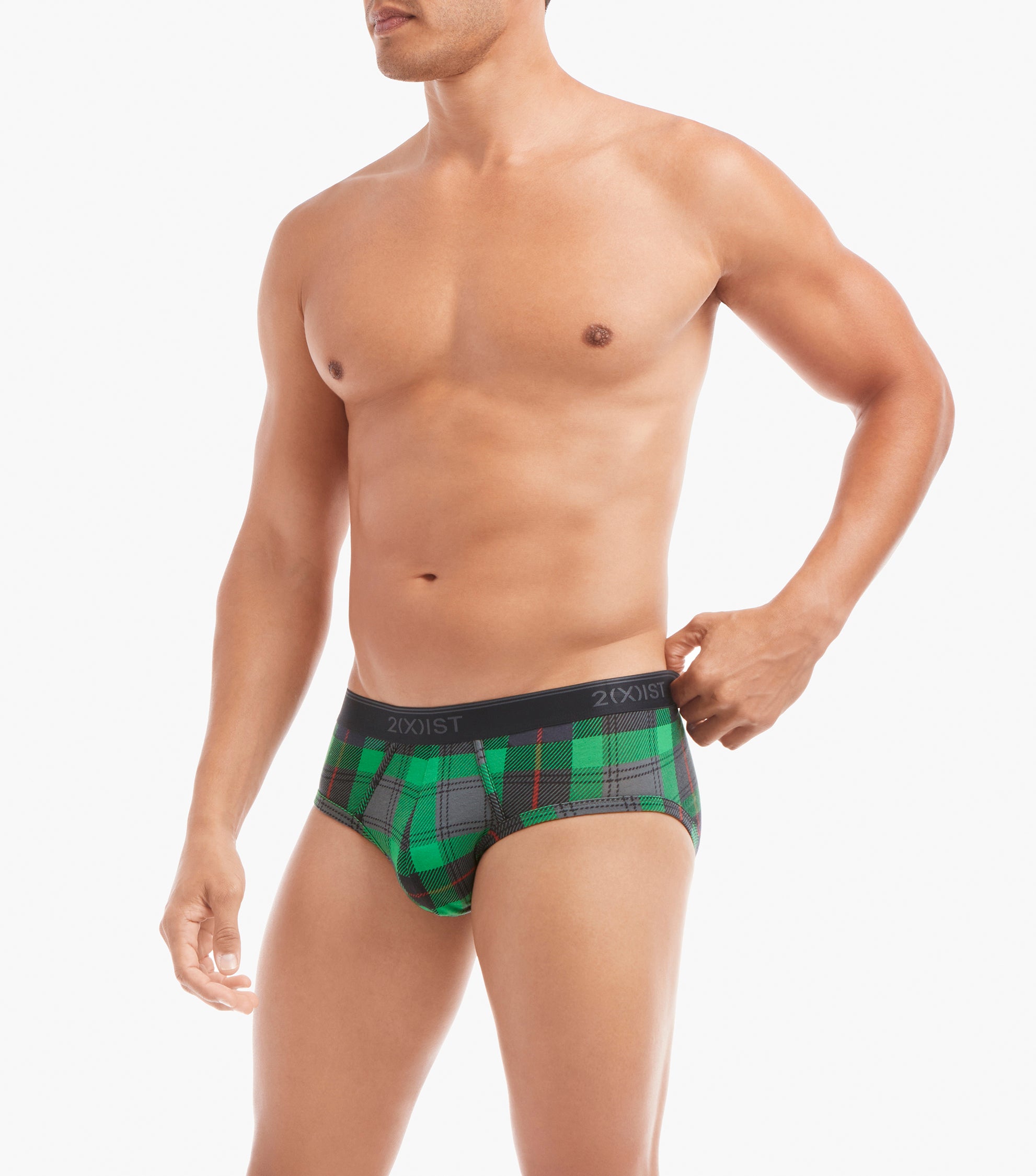  2xist Essential Low Rise 4 Packs Brief - Endangered / Tartan Plaid / Black / Redplaid - Bonton