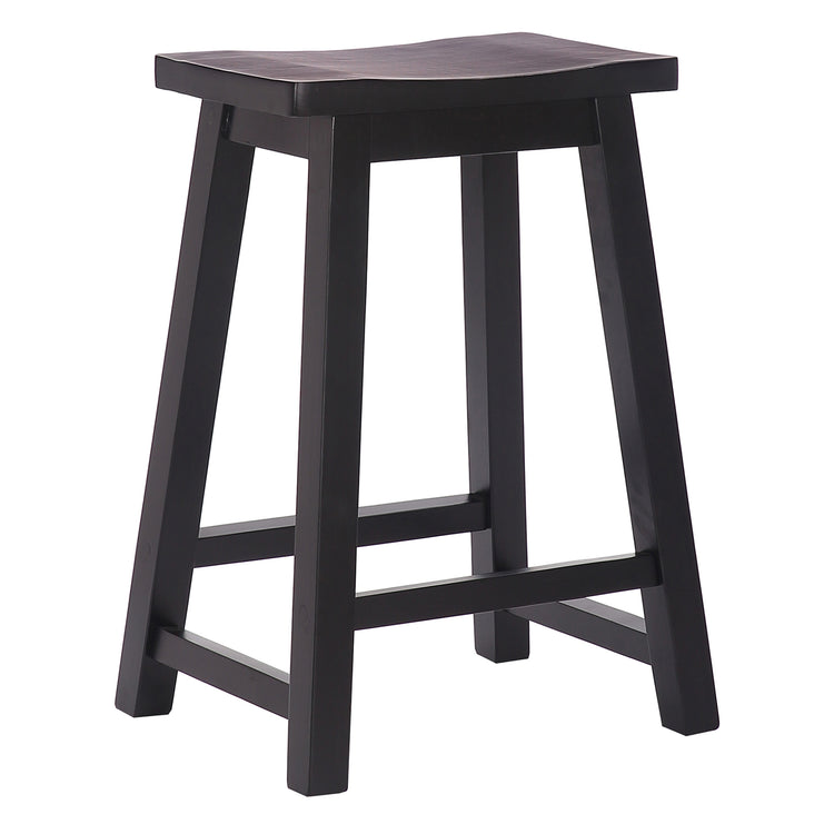 24" Solid Wood Saddle Counter Stool