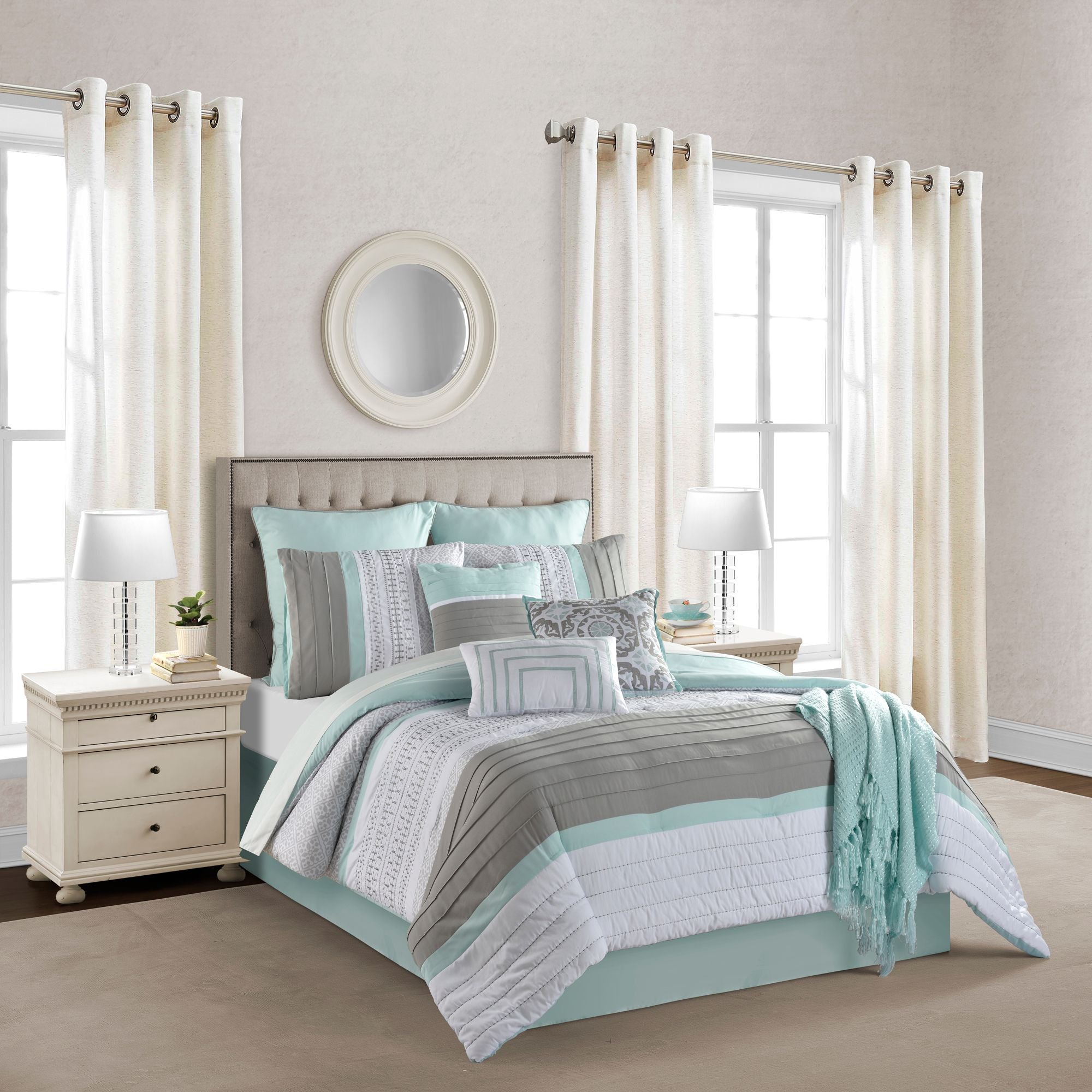  Lanwood Home Mia 10 Piece Comforter Set - Turquoise - Bonton