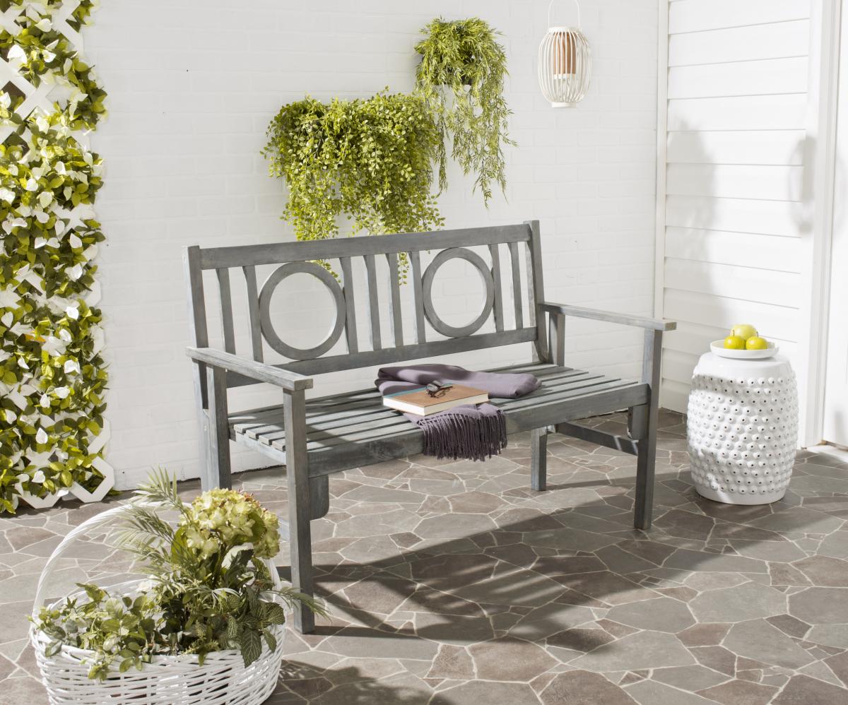  Safavieh Piedmont Folding Bench - Ash Gray - Bonton