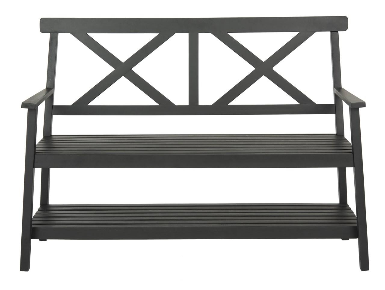  Safavieh Mayer Outdoor Bench - Dark Slate Gray - Bonton