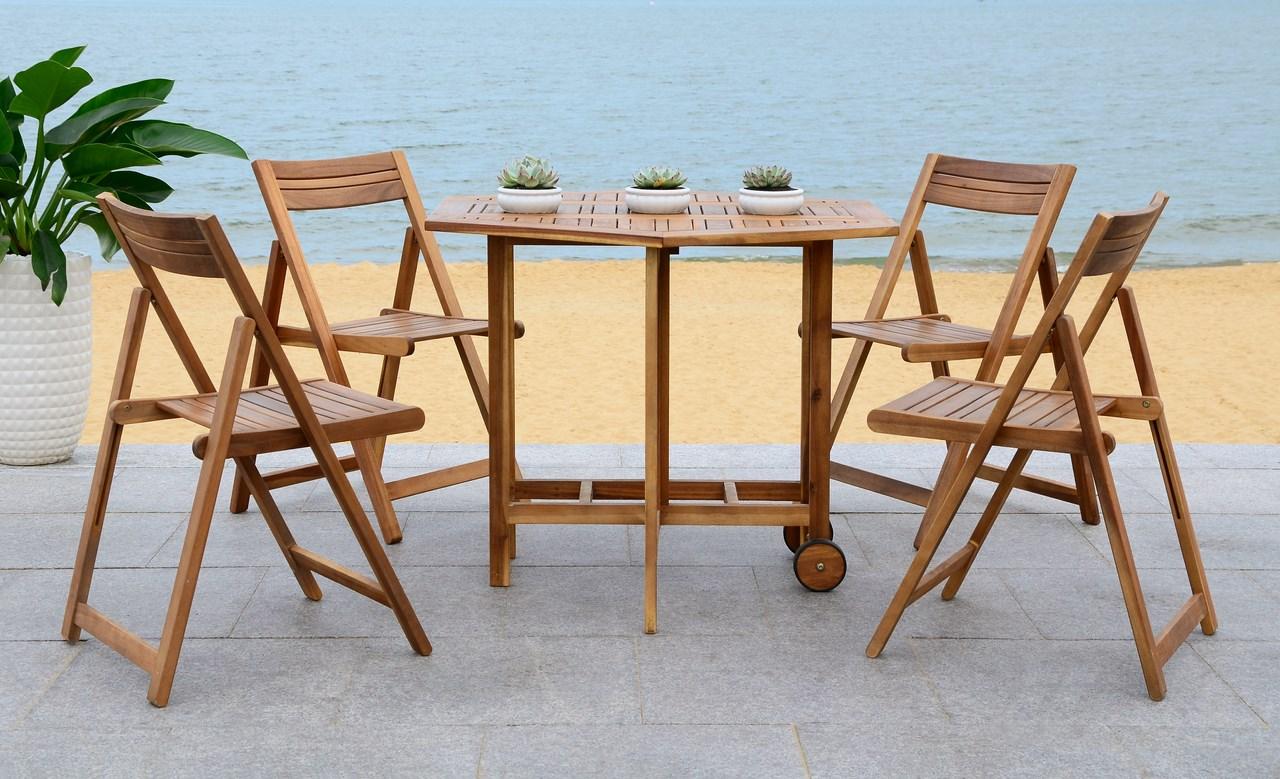  Safavieh Kerman Table and 4 Chairs - Natural - Bonton