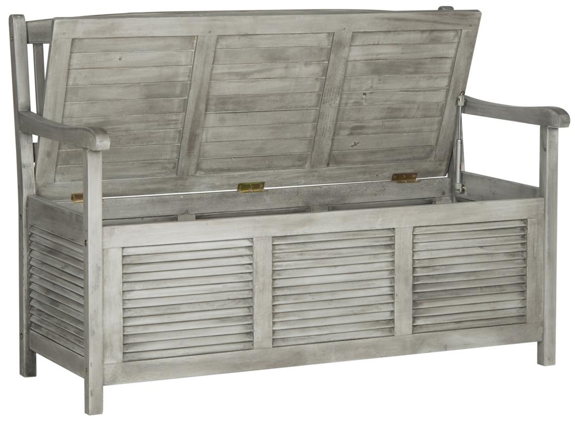  Safavieh Brisbane Storage Bench - Gray - Bonton