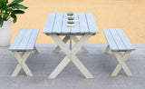 Marina 3 Piece Dining Set with Table and 2 Backless Benches