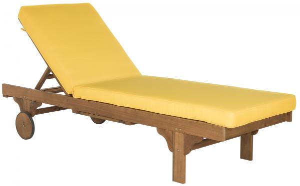  Safavieh Newport Chaise Lounge Chair with Side Table - Natural/Yellow - Bonton