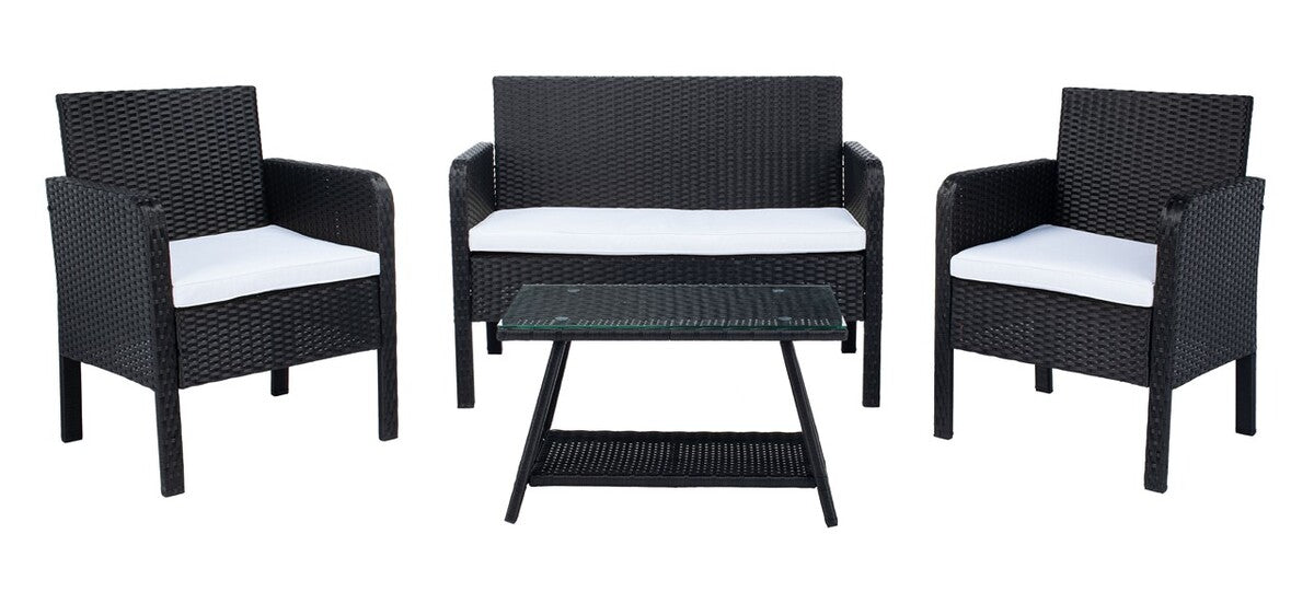  Safavieh Aboka 4 Piece Living Set - Black/Beige - Bonton