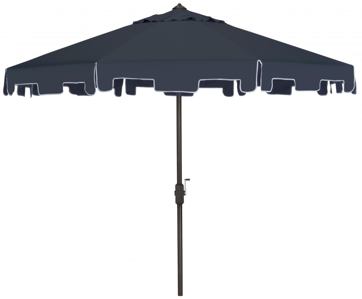  Safavieh Zimmerman UV Resistant Crank Market Push Button Tilt Umbrella With Flap - Blue - Bonton