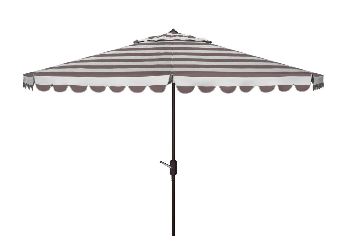  Safavieh Vienna Round Crank Umbrella - Gray/White - Bonton