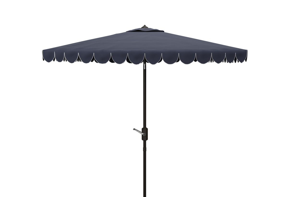  Safavieh Venice Square Crank Umbrella - White/Black - Bonton