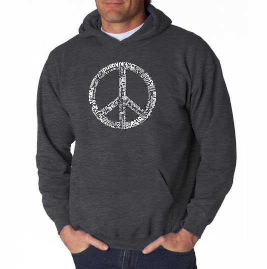 Word Art Hooded Sweatshirt - The Word Peace In 77 Languages