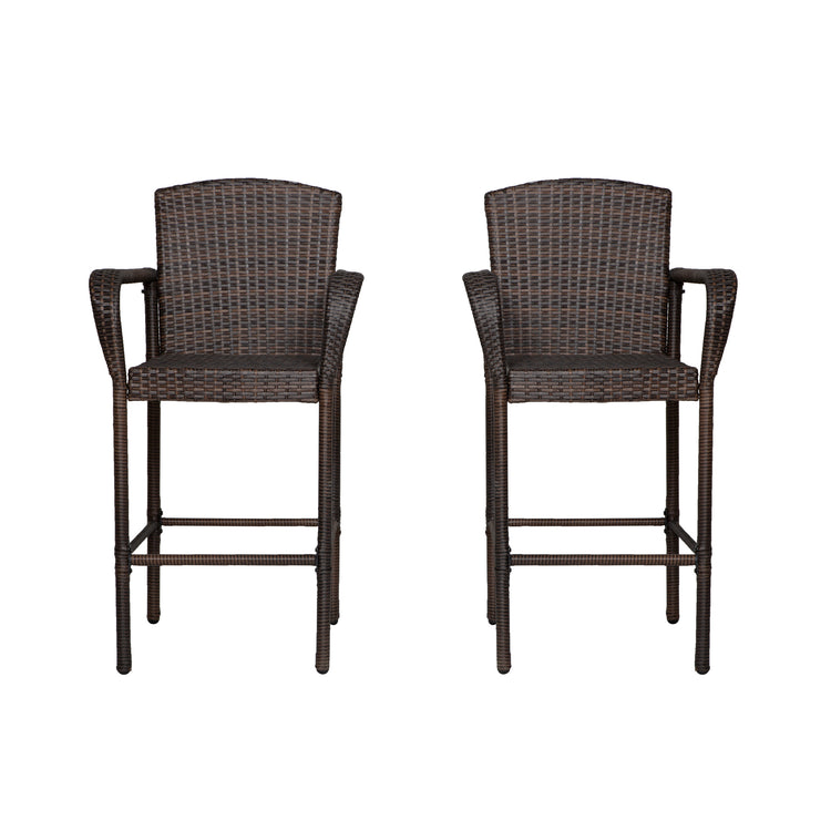 47" All Weather Outdoor Patio Wicker Barstool, Set of 2