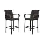 47" All Weather Outdoor Patio Wicker Barstool, Set of 2