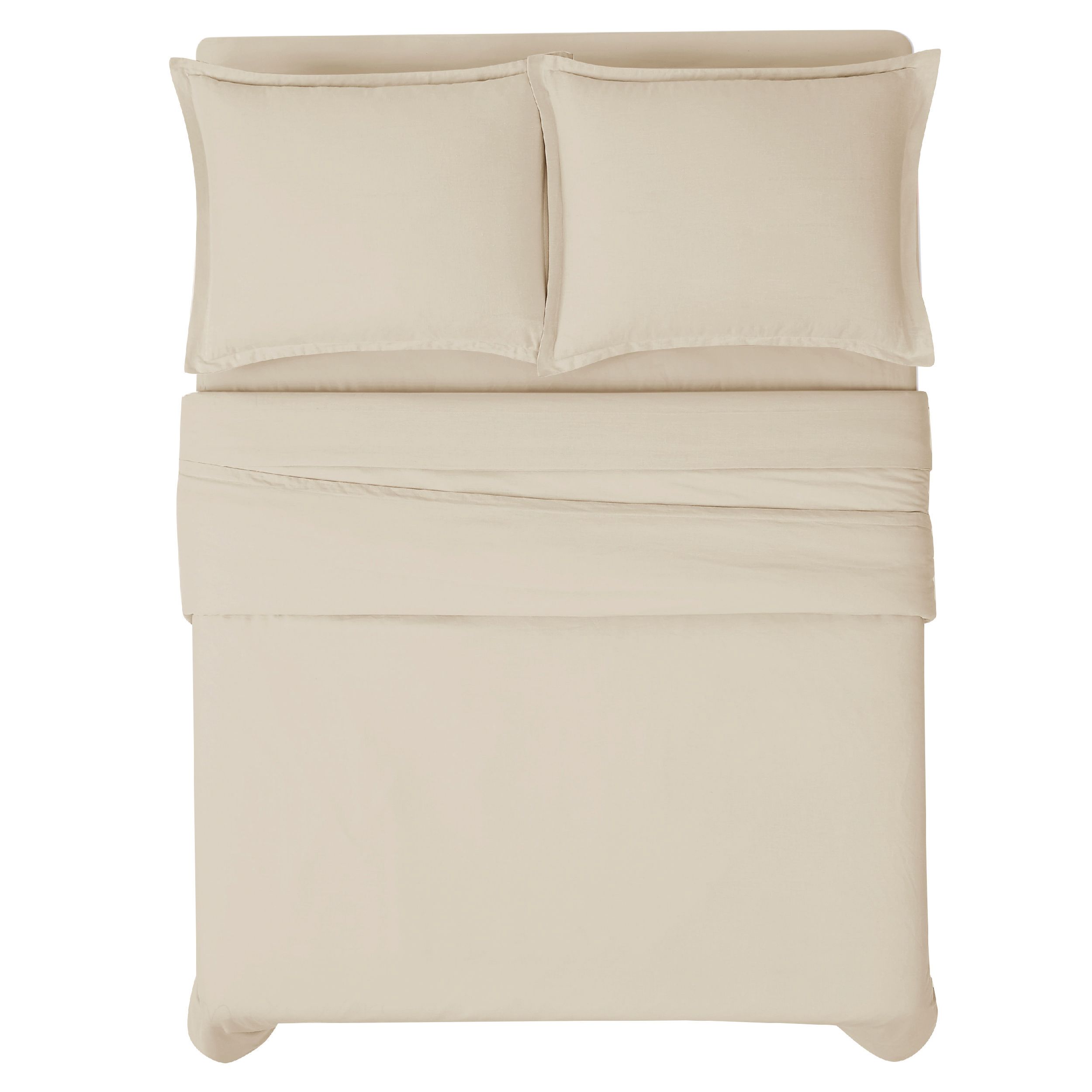  Frye Cotton Linen Blend 3 Piece Duvet Set - White - Bonton