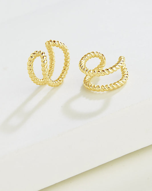 Braided Double Row Ear Cuff Set in Sterling Silver
