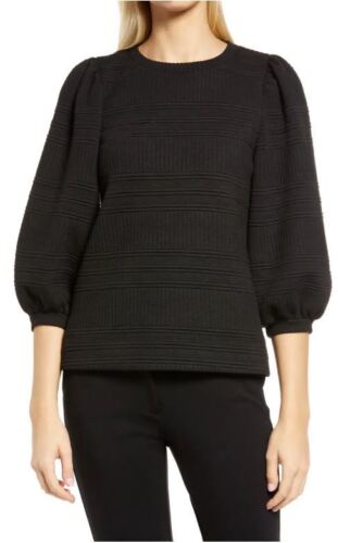  Anne Klein Puff Sleeve Pullover Novlety Quilt - Anne Black - Bonton