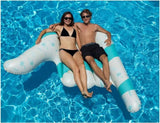 Inflatable Swimming Pool White and Blue Hang Loose 2 Lounger Ages 7 and Up 8"
