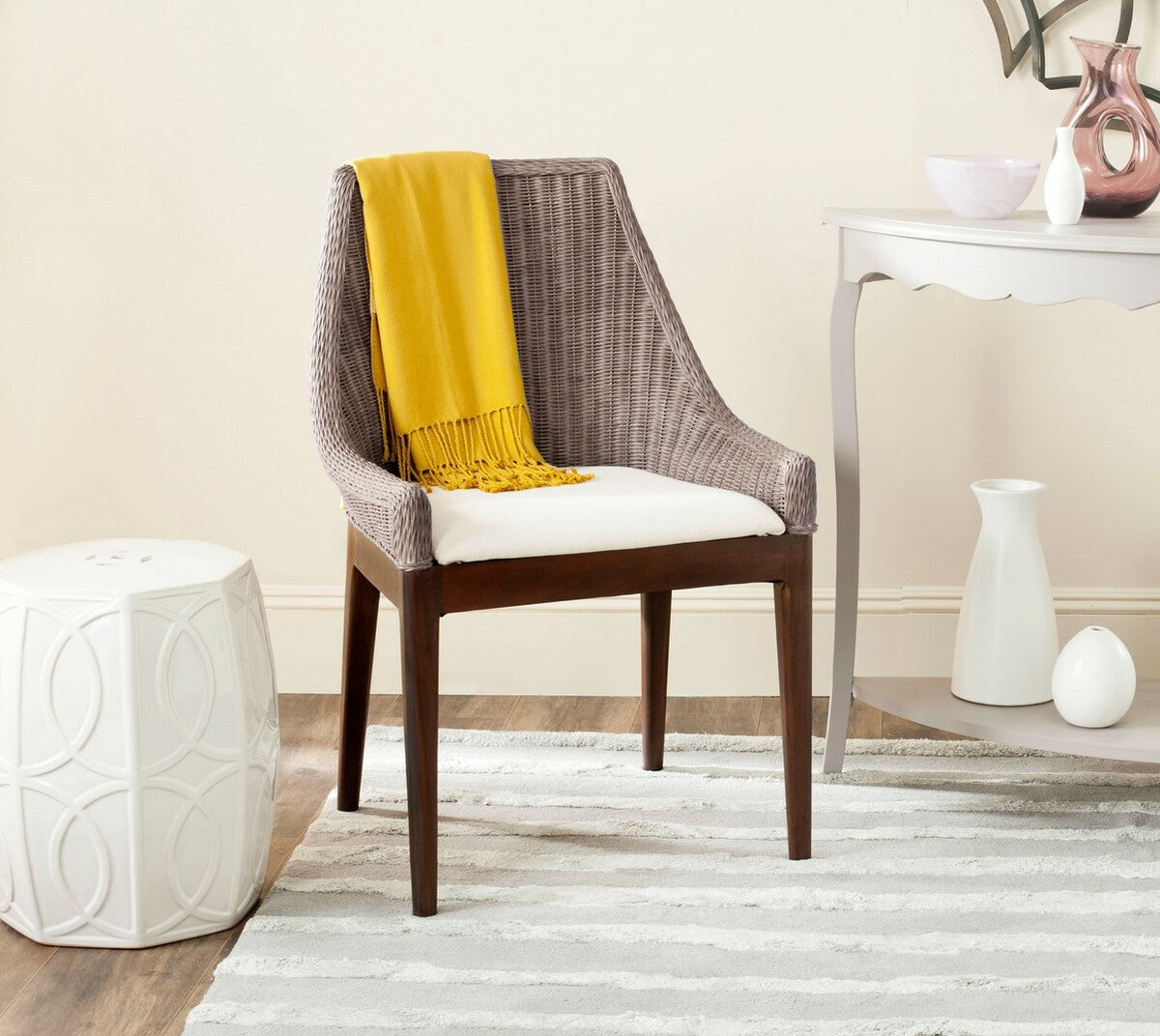  Safavieh Franco Sloping Chair - Brown White Wash - Bonton