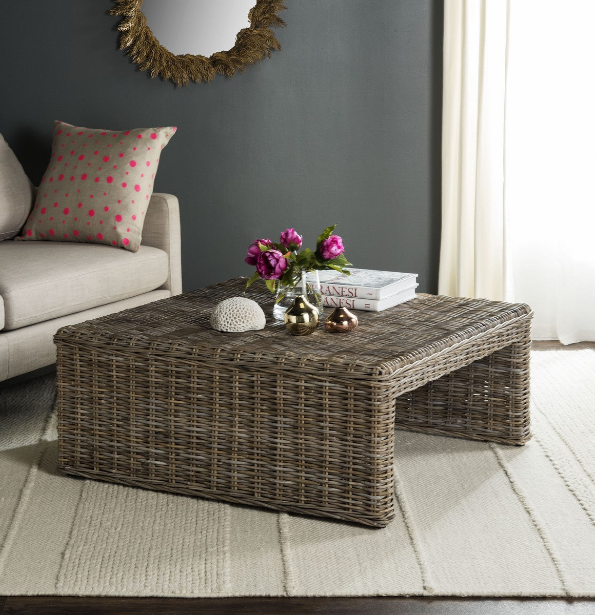  Safavieh Persis Rattan Coffee Table - Natural - Bonton