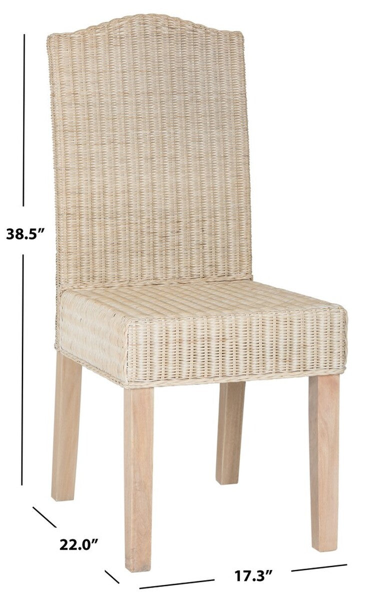  Safavieh Odette Rattan Dining Chair Set of 2 - White Washed - Bonton