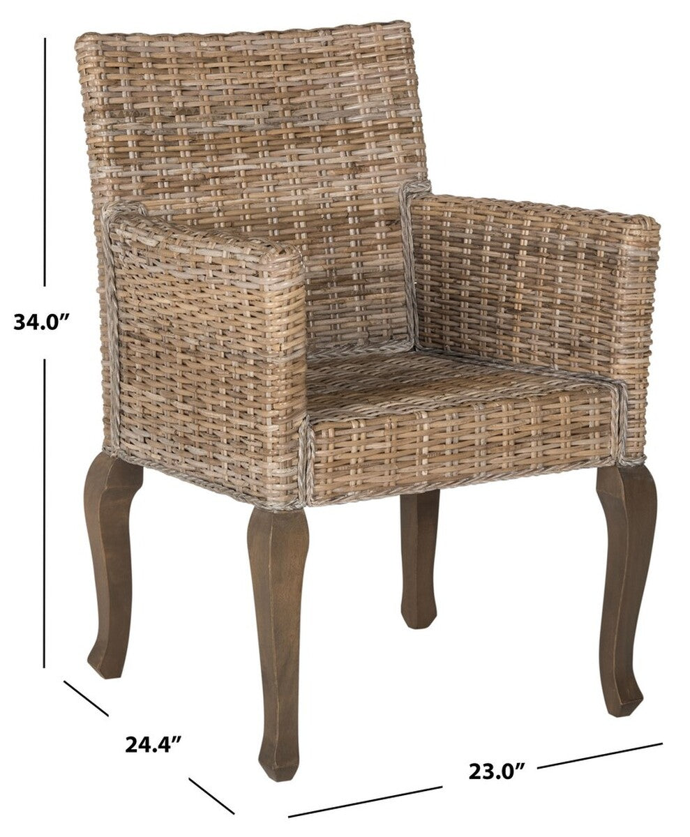  Safavieh Armando Wicker Dining Chair Set of 2 - White Washed - Bonton