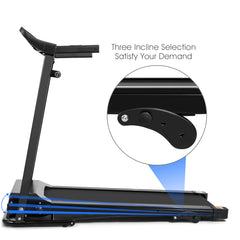 1.0 Horsepower Folding Treadmill Electric Support Motorized Power Running Machine Trainer