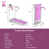 800W Folding Treadmill Electric /Support Motorized Power Running Fitness Machine