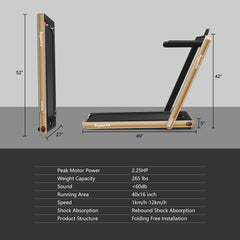 2.25 Horsepower 2 in 1 Dual Display Folding Treadmill Jogging Machine with APP Control