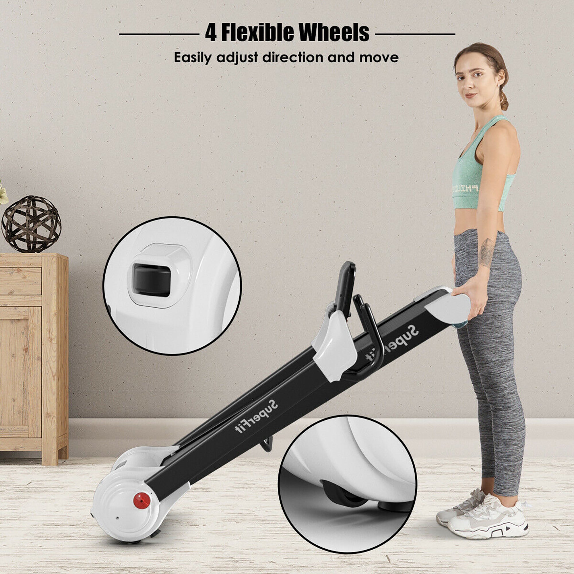  2.25 Horsepower Folding Electric Motorized Treadmill With Speaker - White - Bonton