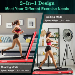 4.75 Horsepower 2 In 1 Folding Treadmill with Remote APP Control