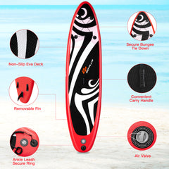 11' Inflatable Stand Up Paddle Board Surfboard With Bag Aluminum Paddle Pump