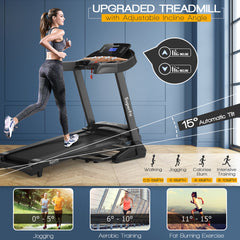 3.75 Horsepower Electric Folding Treadmill with Auto Incline 12 Program APP Control