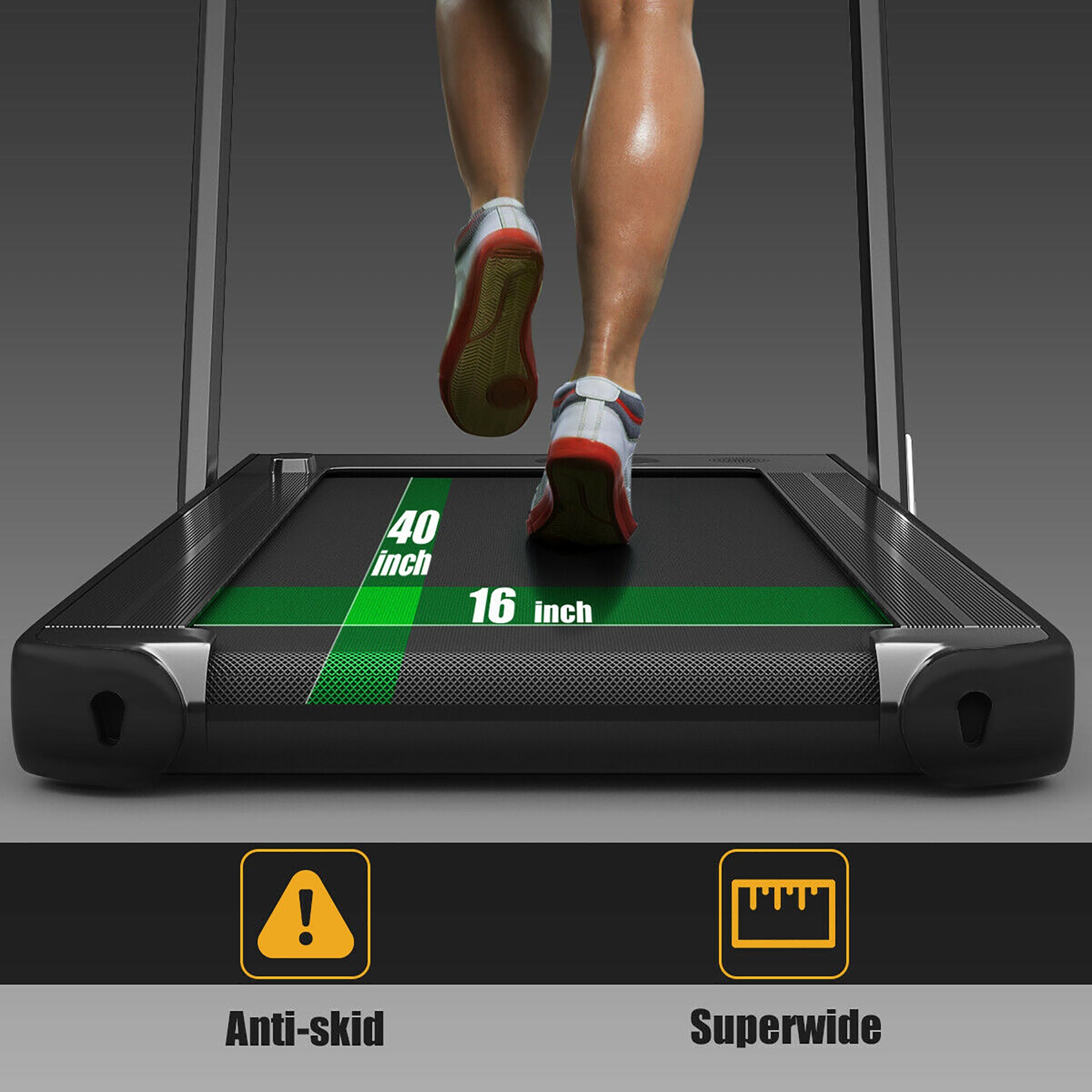  2.25 Horsepower 2 in 1 Folding Treadmill with  APP Speaker Remote Control - Golden - Bonton