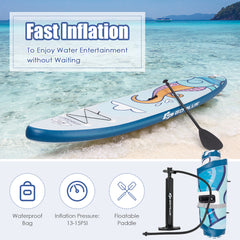 11' Inflatable Stand Up Paddle Board Surfboard W/Aluminum Paddle Pump