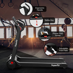 Folding 2.25 Horsepower Electric Treadmill Running Machine APP Control Bluetooth