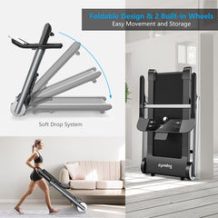 Folding Electric Treadmill Jogging Machine Bluetooth 10 Preset Programs