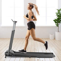 3 Horsepower Folding Treadmill Compact Walking Jogging Machine with Touch Screen APP Control