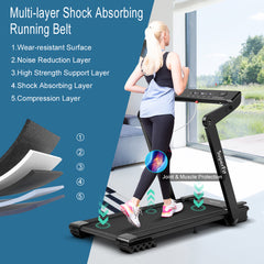 4.0 Horsepower Foldable Electric Treadmill Jogging Machine with Bluetooth