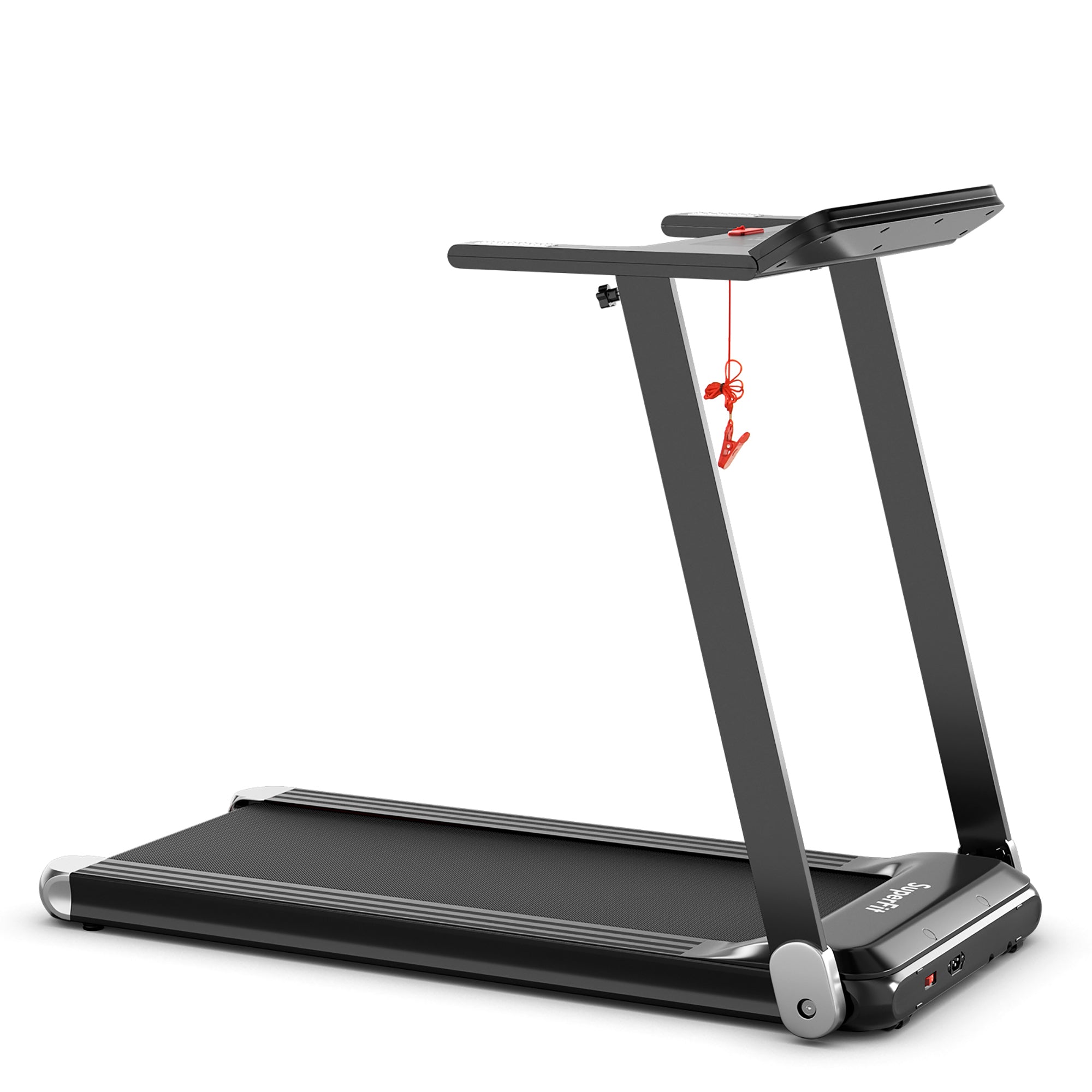  Folding Electric Treadmill Compact Walking Running Machine with APP Control Speaker - Red - Bonton