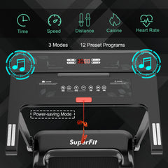 Folding Electric Treadmill Compact Walking Running Machine with APP Control Speaker