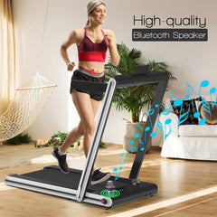 2-in-1 Folding Treadmill 2.25 Horsepower Jogging Machine with  Dual LED Display