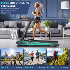 4.75 Horsepower Folding Treadmill with Preset Programs Touch Screen Voice/APP/Remote Control