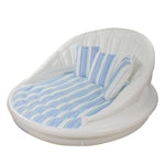 70-Inches Inflatable White and Blue Striped Floating Swimming Pool Sofa Lounge Raft