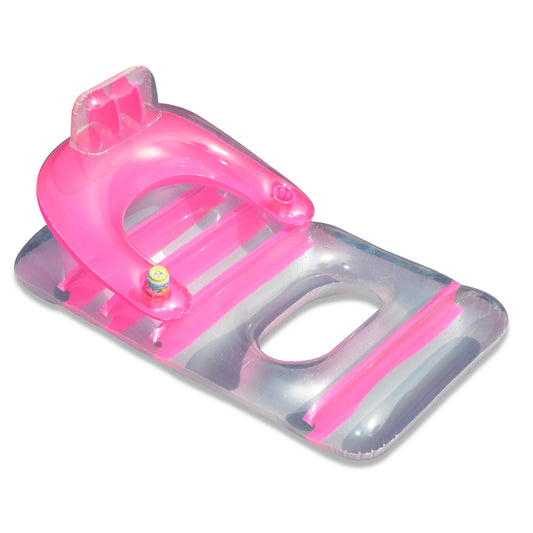 66" Inflatable Pink and Clear Classic Swimming Pool Lounge Chair