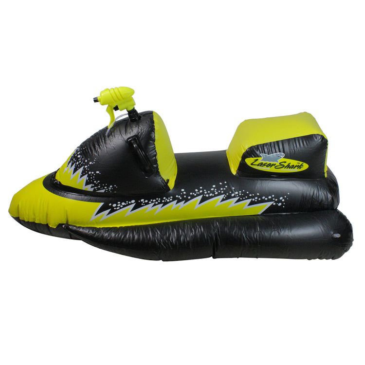 51" Yellow and Black Shark Inflatable Wet-Ski Pool Squirter with Gripped Handles
