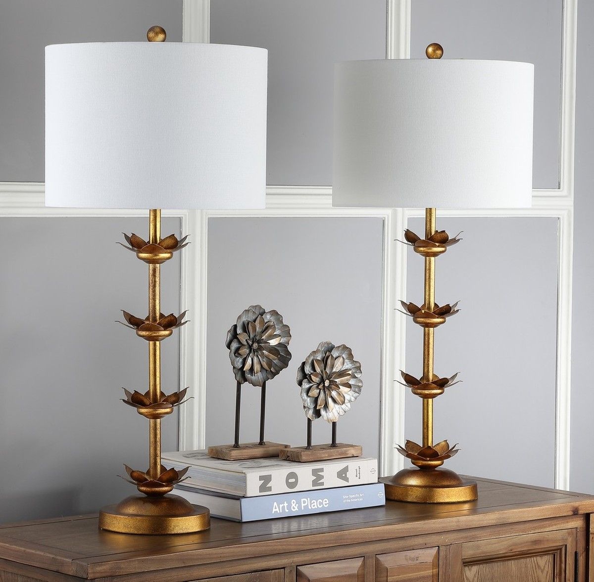  Safavieh Lani Leaf Table Lamp Set of 2 - Gold - Bonton