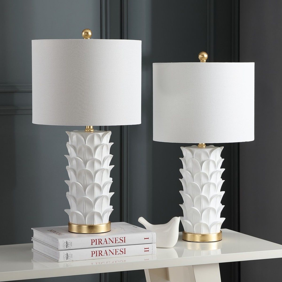  Safavieh Nico Table Lamp Set of 2 - White - Bonton